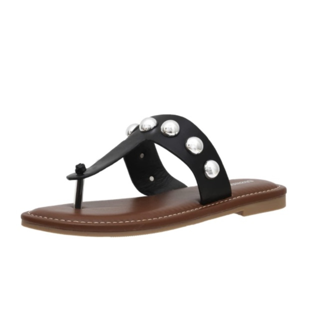 CUSHIONAIRE THONG SANDAL WITH BALL STUD DETAIL